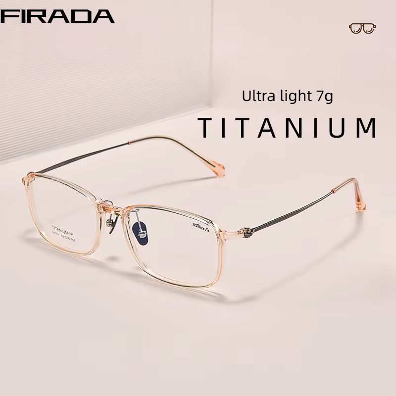 FIRADA Fashion Comfortable Eyewear Vintage Squar Titanium Glasses Transparent Prescription Eyeglasses Frame For Men Women L9114Y