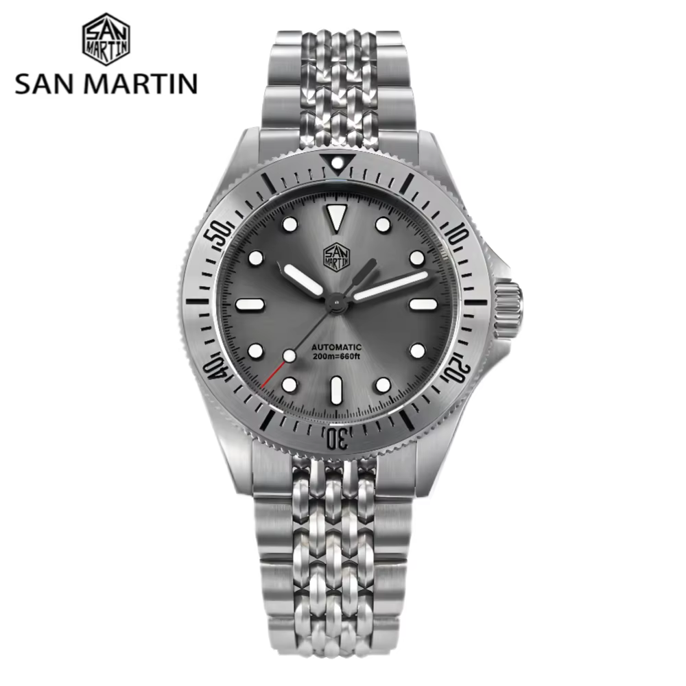 San Martin 38.8mm NH35 Watch Men For Diving Sport Saat On The Fly Adjustable Clasp Enamel Dial Sapphire Relojes 20Bar SN0044B