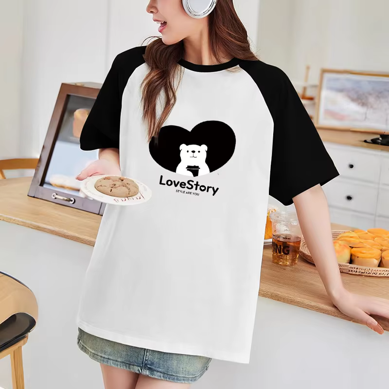 Men and women 100% printing Winnie the nalanmyeon overt half-sleeved T-shirt box sticker couple T-shirt Daily look long tee M ~ 2XL zeitmaking TS2873