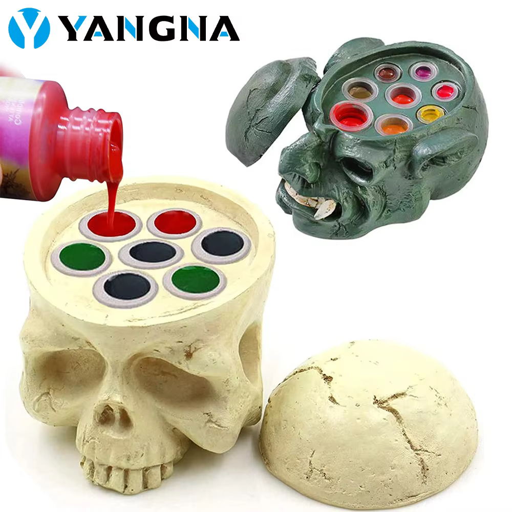 Yangna Tattoo Ink Cup Holder Skull Resin Tattoo Ink Holder Tattoo Pen Holder Stand for Makeup Tool Tattoo Kit Tattoo Supplies