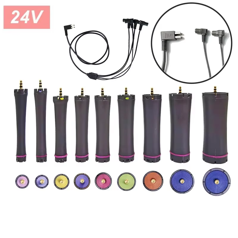 10pcs/set 24V Digital Perm Rods Hair Rollers Electric Heated Curlers Irons Bars with Rubberbands Waterproof Curly Products 1848