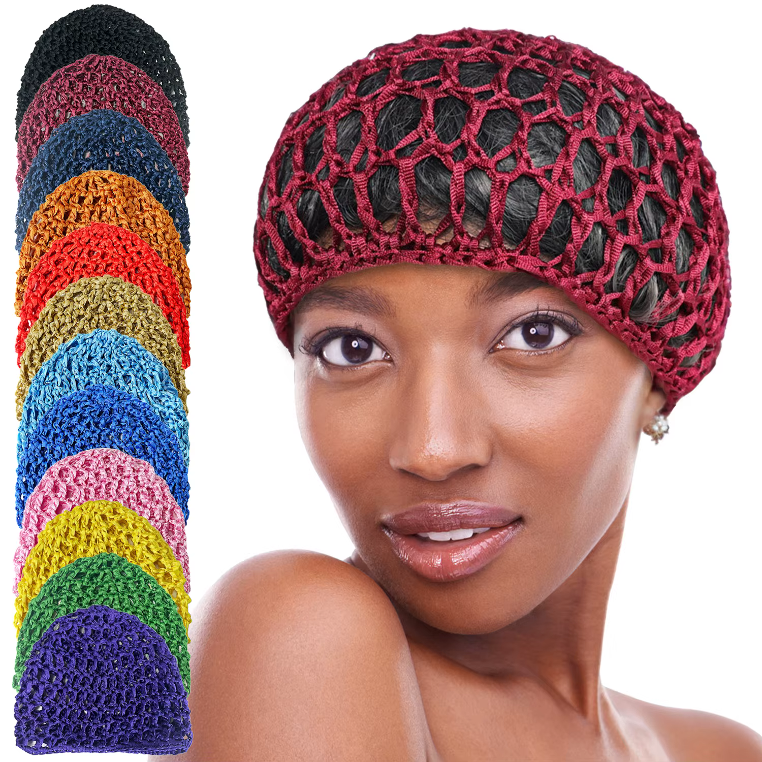 Womens Mesh Hair Net Crochet Cap Stylish Bar Hair Net Hand-crocheted Silk Mesh Hair Accessories Hats Turban Night Cover  Beanie