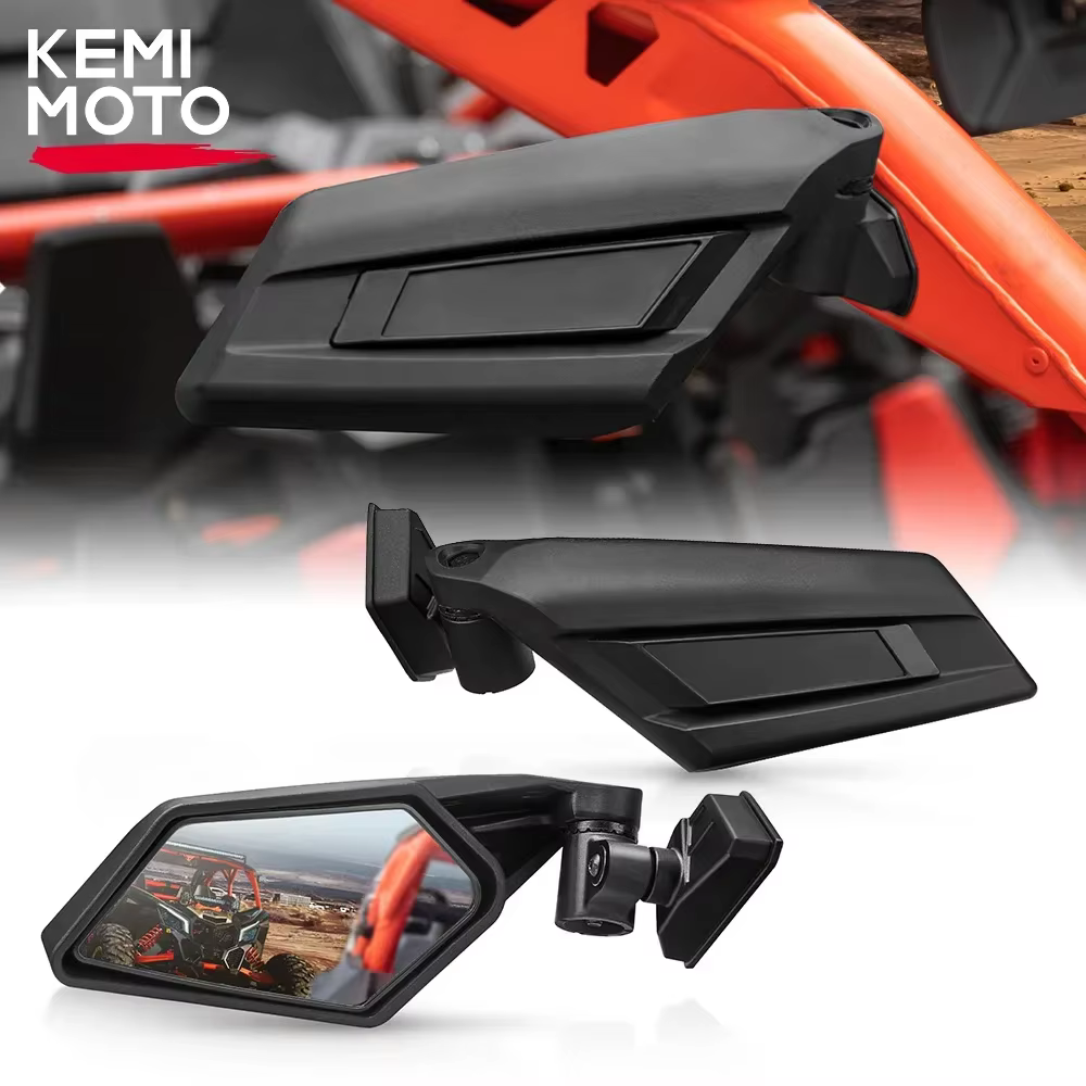 Left & Right UTV Side View Mirrors Rearview Mirror Adjustable for Can Am Maverick X3  for Suzuki King Quad 2017-2022