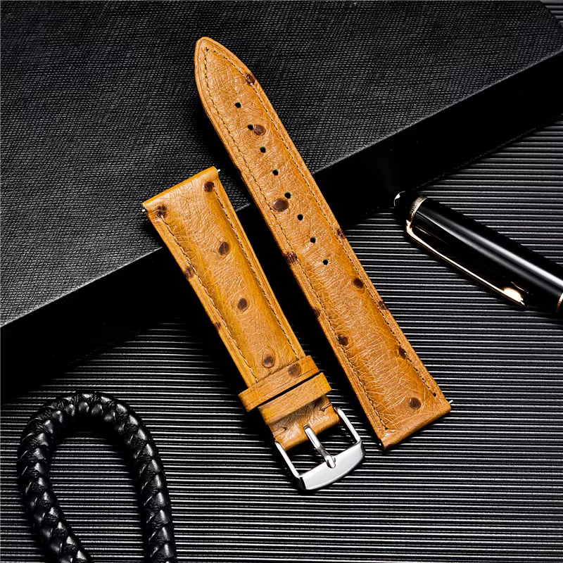 Vintage Genuine Leather Watchband 18mm 20mm 22mm Straps Ostrich Pattern Quick Release Watch Strap Bracelets Watch Accessories
