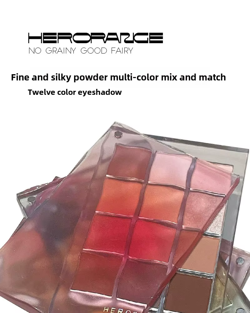 HERORANGE Ripple Twelve Color Eyeshadow Smoked Ash Powder Natural Fine Glitter Pearlescent Matte Earth Color Eyeshadow Disc
