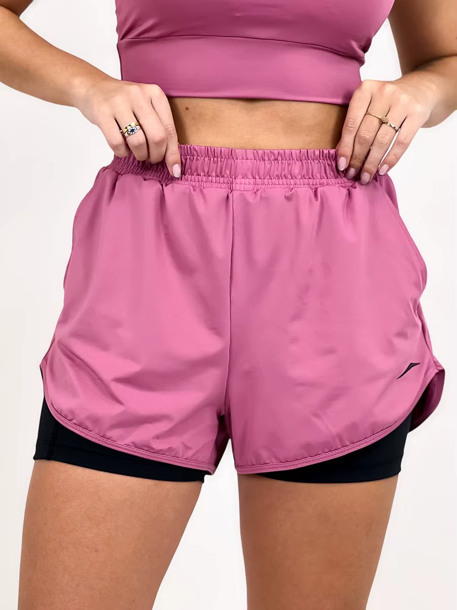 Beach Sport Women's Double Shorts-Pink Floral