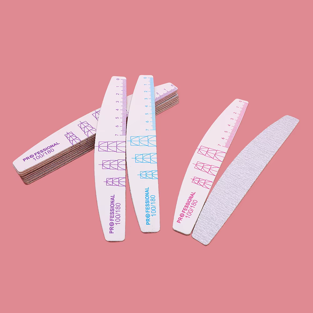 8Pcs Curve Nail Files Double Sided Washable Nail Files And Buffers 100/180/240 Grit Sanding Nail Tip Manicure Kit Salon Home Use