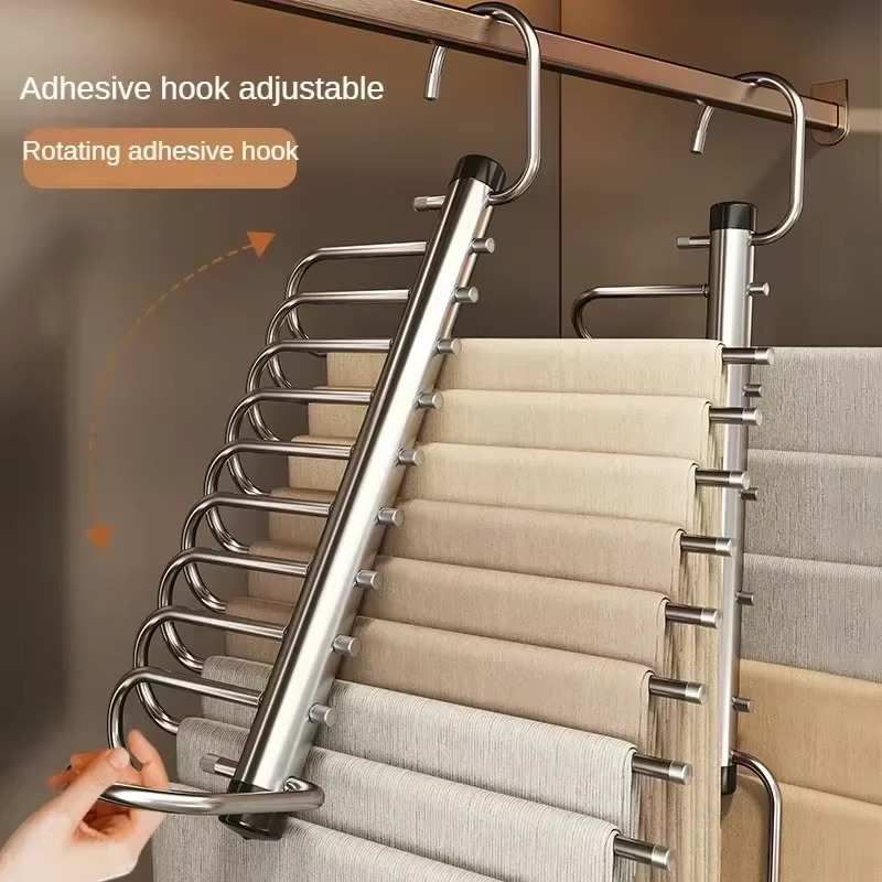 Folding Magic Pair Hanger, Stainless Steel, Space-saving, Hanger-organizing box, wardrobe jeans pants for scarf