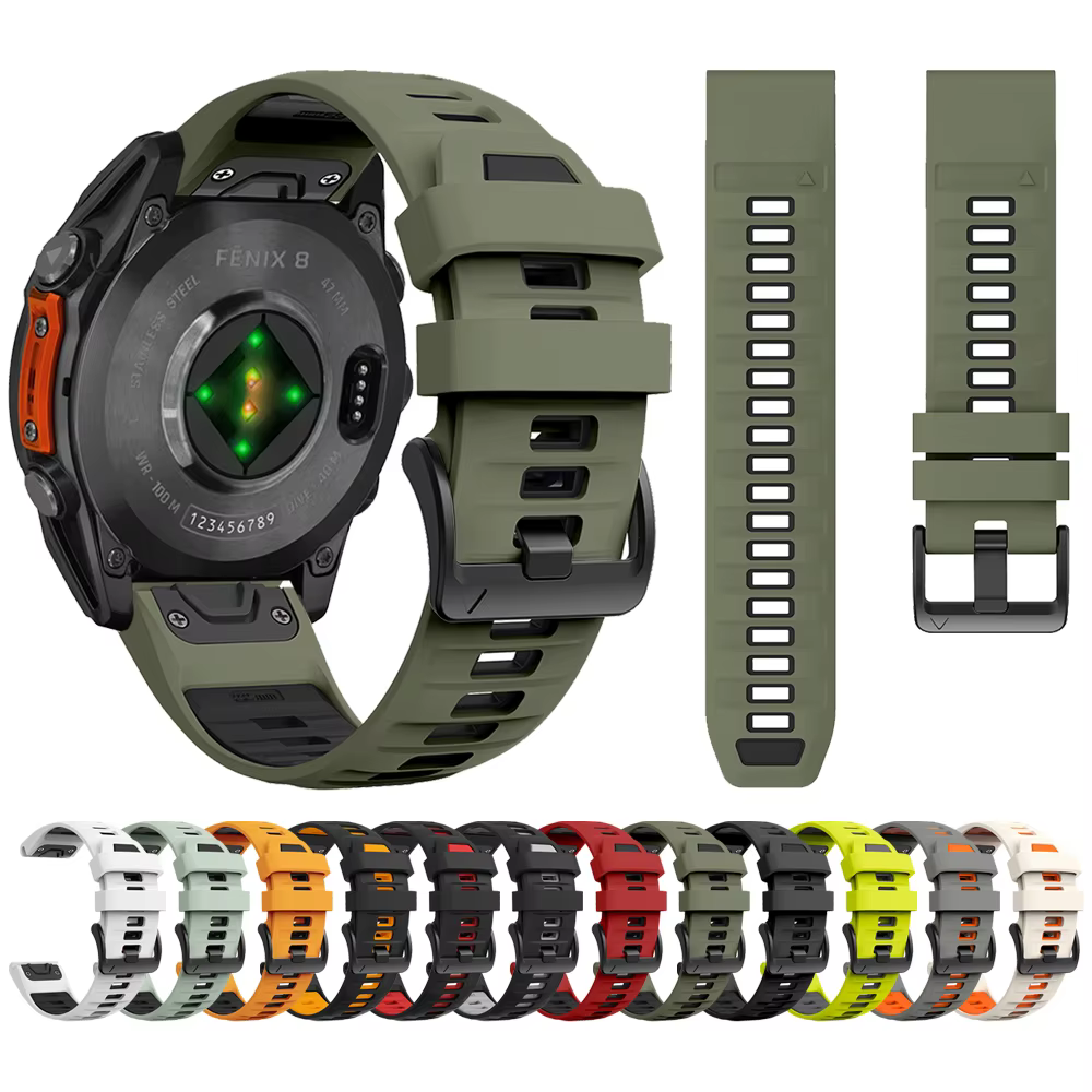 QuickFit Silicone Strap For Garmin Fenix 8 7X Pro 51mm/Enduro 3/Quatix/Tactix 7/Descent Mk2 Mk2i/D2 Mach 1 Watch Band Bracelet