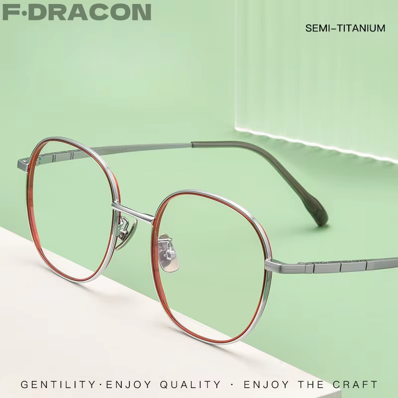 Pure Titanium Eyeglass Frame Retro Double Circle Polygonal Women's Eyeglass Frame New Super Elastic Optical prescription Glasses