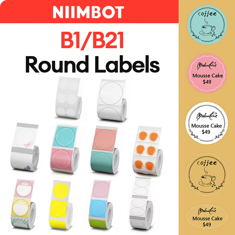 NiiMBOT B21 Round Sticker Labels Thermal Sticker Self-adhesive Waterproof  Label Paper For B1 B21 Niimbot Mini Portable Thermal