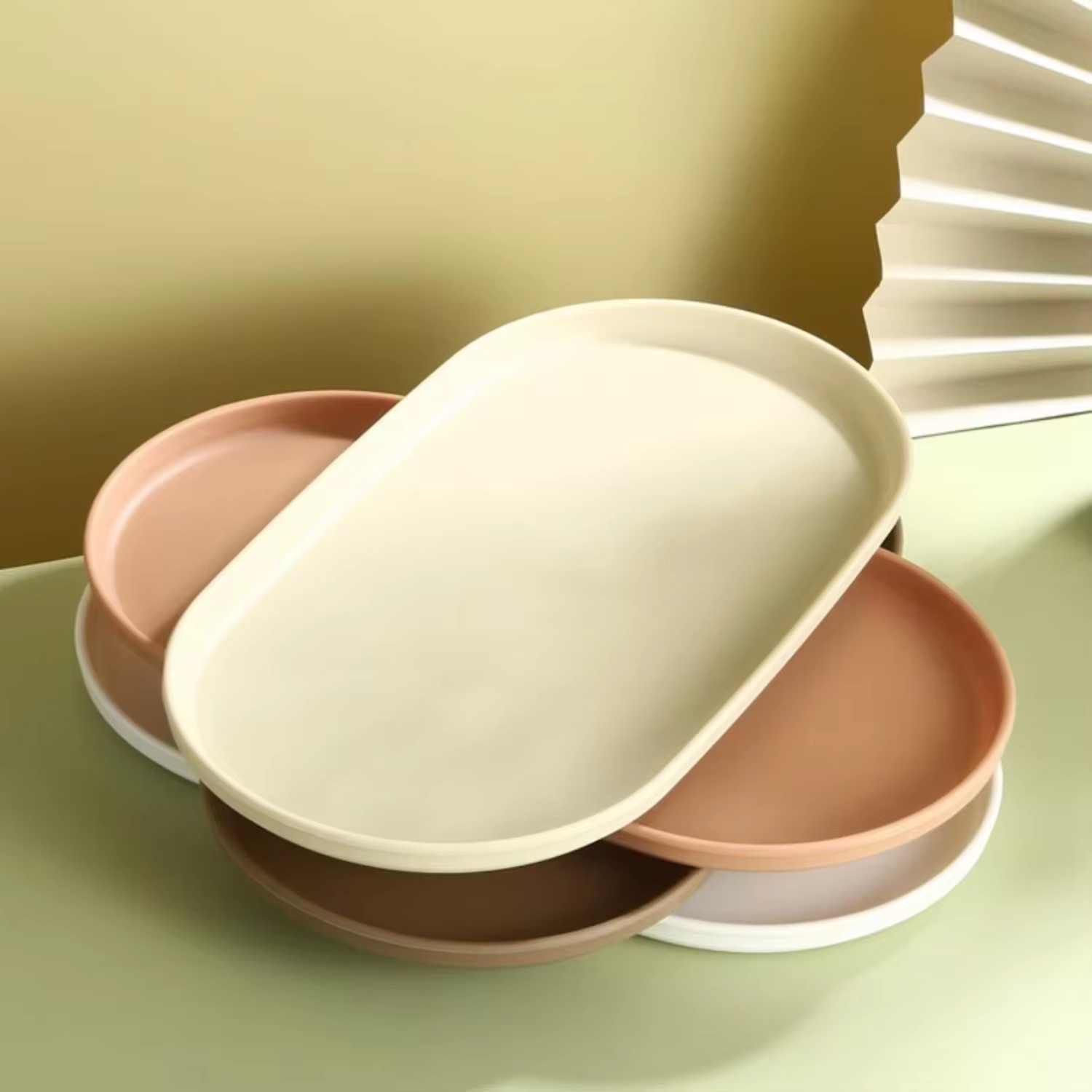 Stackable dessert tray, Nordic style oval, reusable storage tray, multifunctional Plas