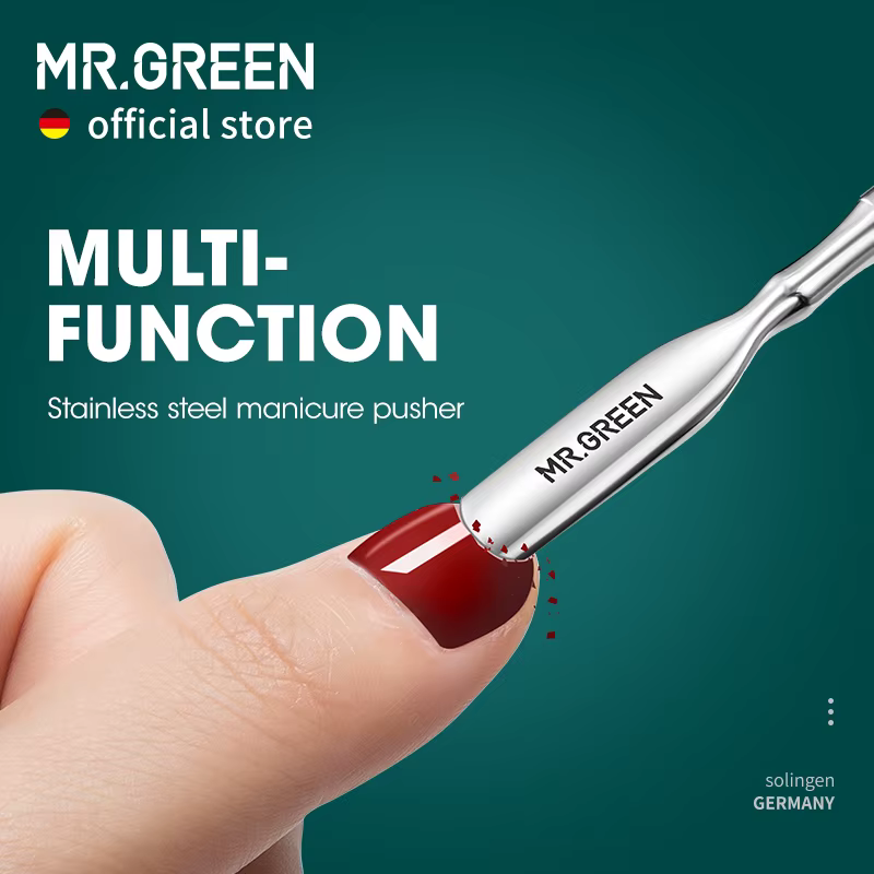 MR.GREEN Cuticle Pusher Double Ended Nail Polish Remover Manicure Pusher Tool Nail Dirt Cleaner Stainless Steel Dead Skin Pusher