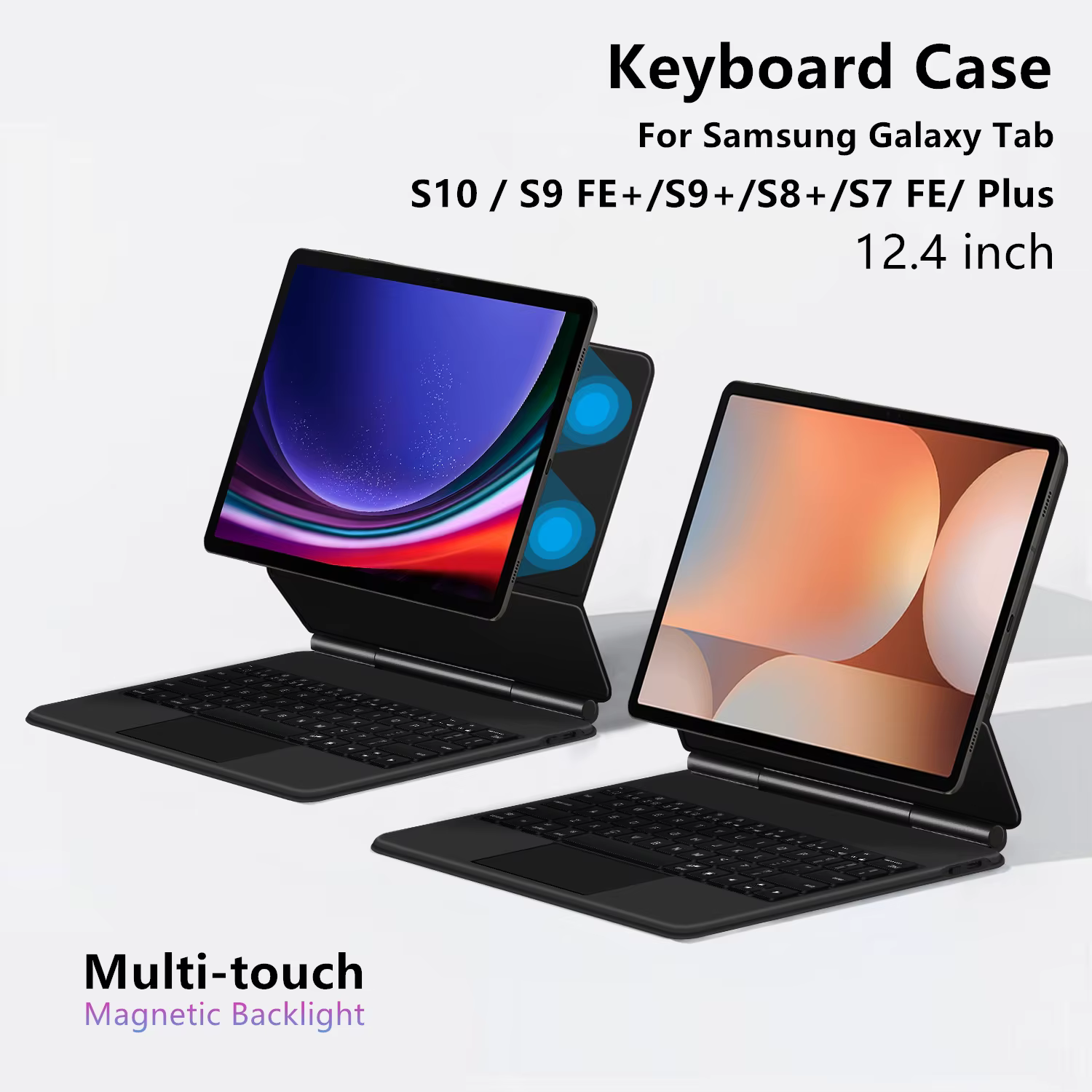 Keyboard Case For Samsung Galaxy Tab S10+ 12.4 S9+ S9 FE+ Plus S8+ S7 FE Magnetic Smart Keyboards Book Cover Magic Backlight