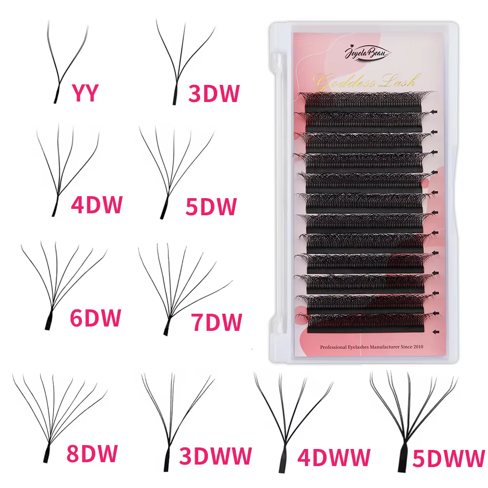 Goddess 3D/4D/5D/6D/7D/8D W Shape lashes 4D Premade Fan Lash Extensions 0.07 C/D Curl Natural Soft High Quality Idividual Lashes