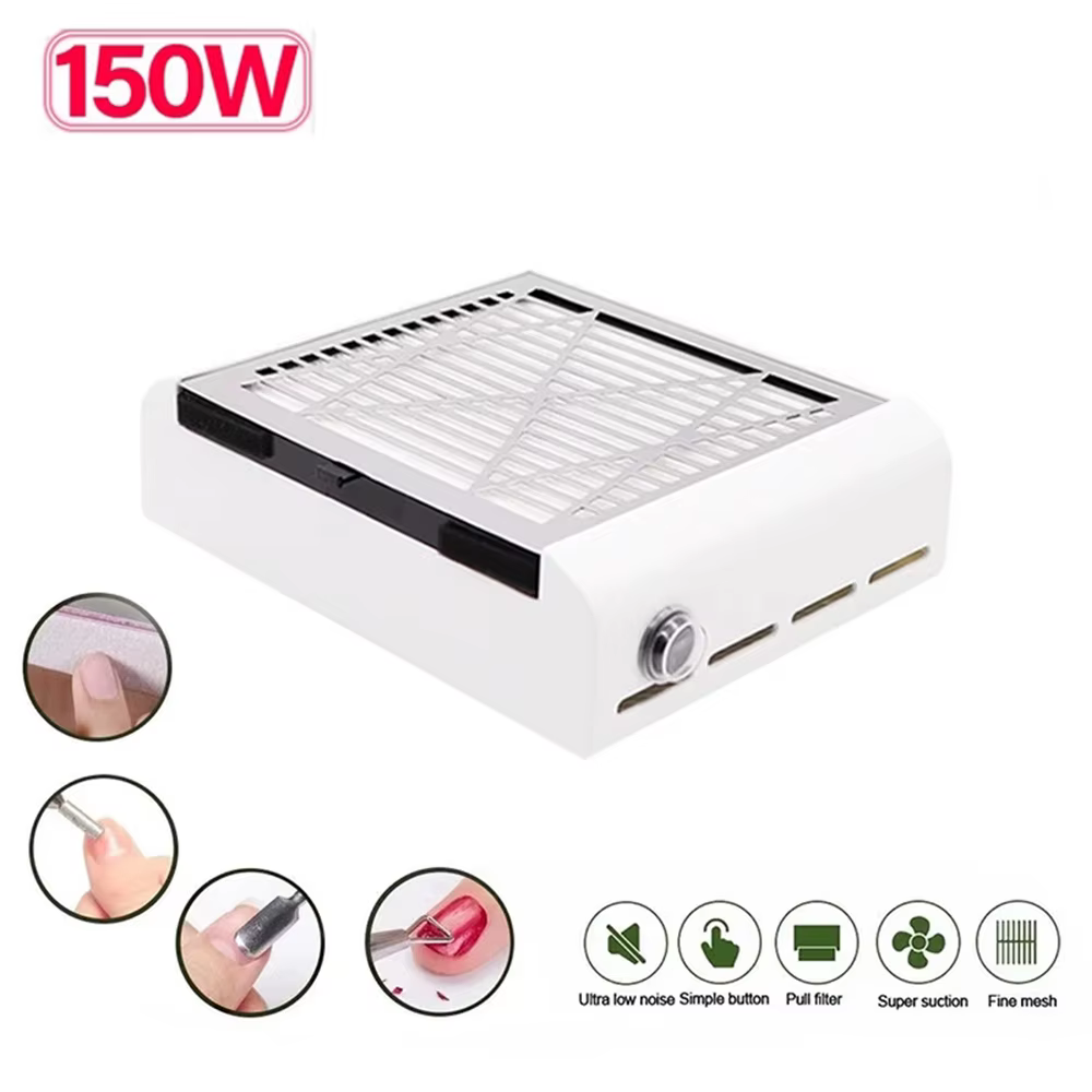 Nail Vacuum Cleaner and Extractor Fan for Manicure, Dust Collector, Professional Material, All for Nails, 150W