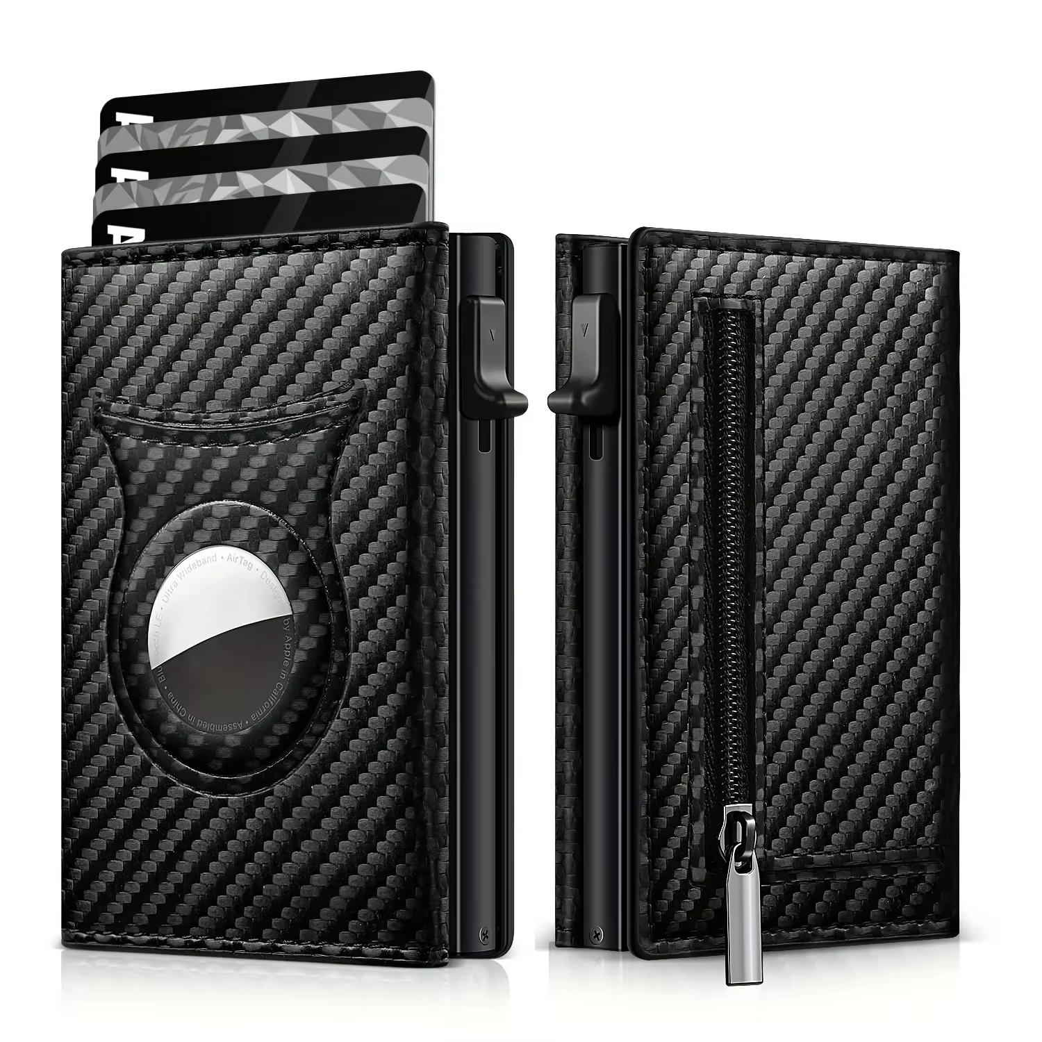 New Men's Simple Wallet, Tri-fold Card Holder Wallet, Suitable for Aviation Tags, Carbon Fiber Leather Wallet