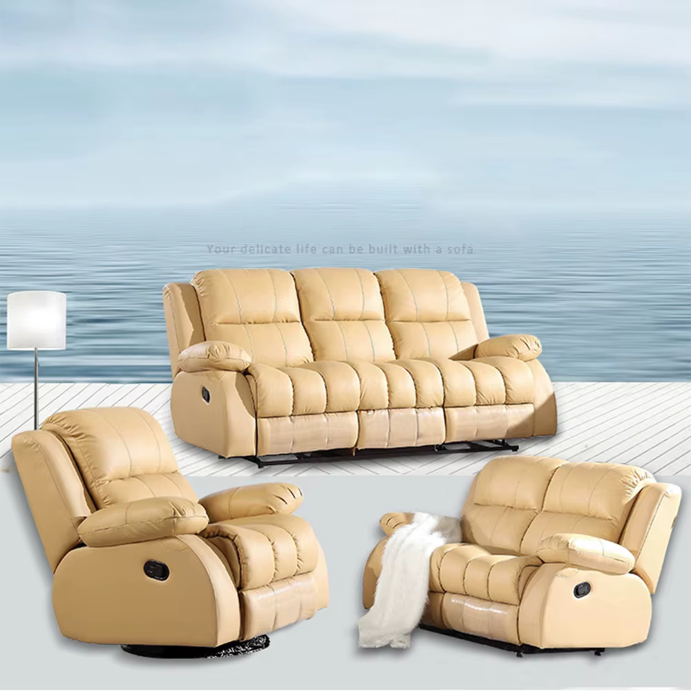 MINGDIBAO Manual / Electric Recliner Sofa Genuine Leather Couch for Livingroom Theater Seat Cinema Recliner Multifunctional Sofa