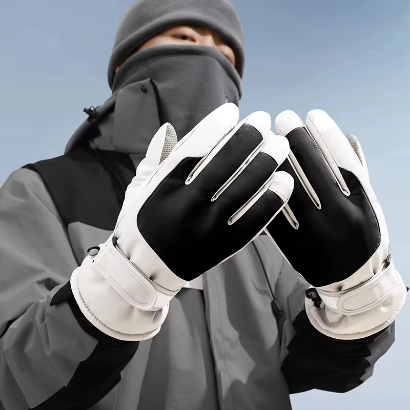 Winter couple ski gloves, thick warm gloves, adjustable closed-proof, touch screen gloves, outdoor dry