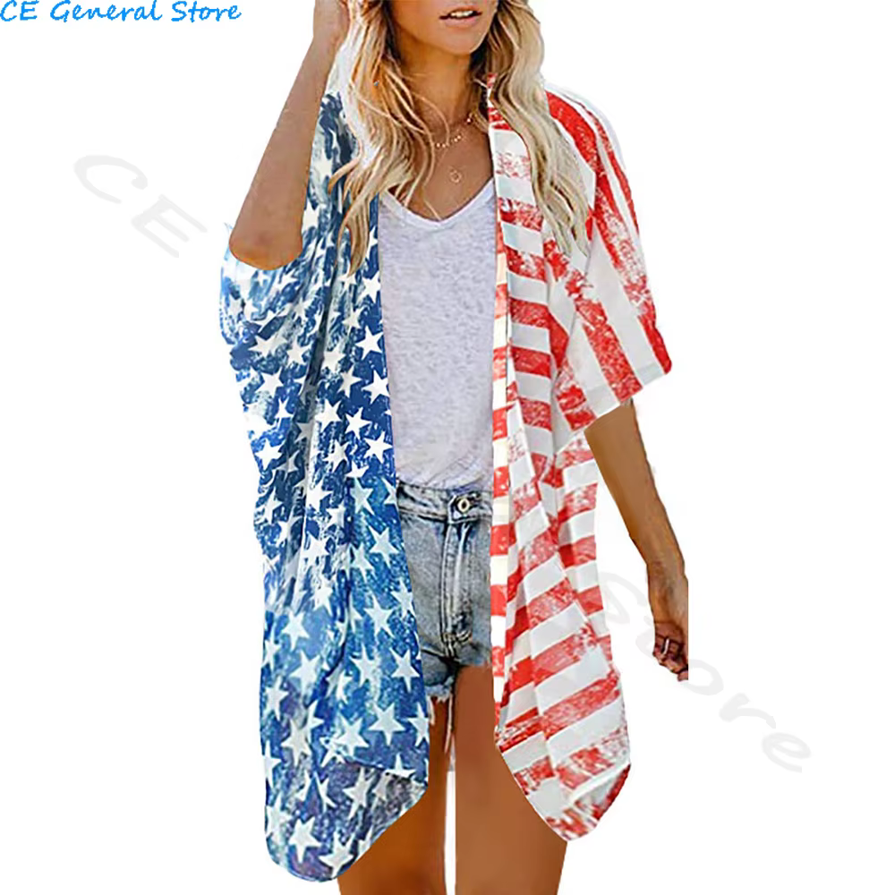Women's Vintage Floral Chiffon Shirts Casual Simple Short Sunscreen Blouse Loose Shawl Kimono Cardigan Boho Tops Summer Swimsuit