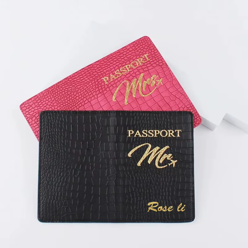 Customized Personalised Passport Holder Mr and Mrs  with Name for Travel Couple Passport Cover