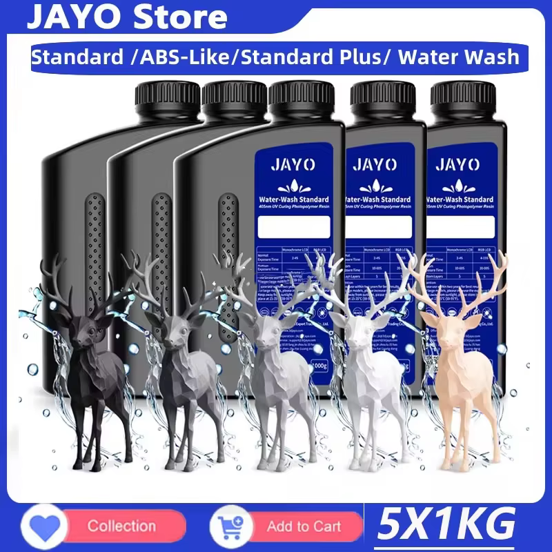 JAYO Standard /ABS-Like/Standard Plus/ Water Wash 3D Printer Resin 395 to 405nm UV Curing 3D Printing Liquid Photopolymer Resin