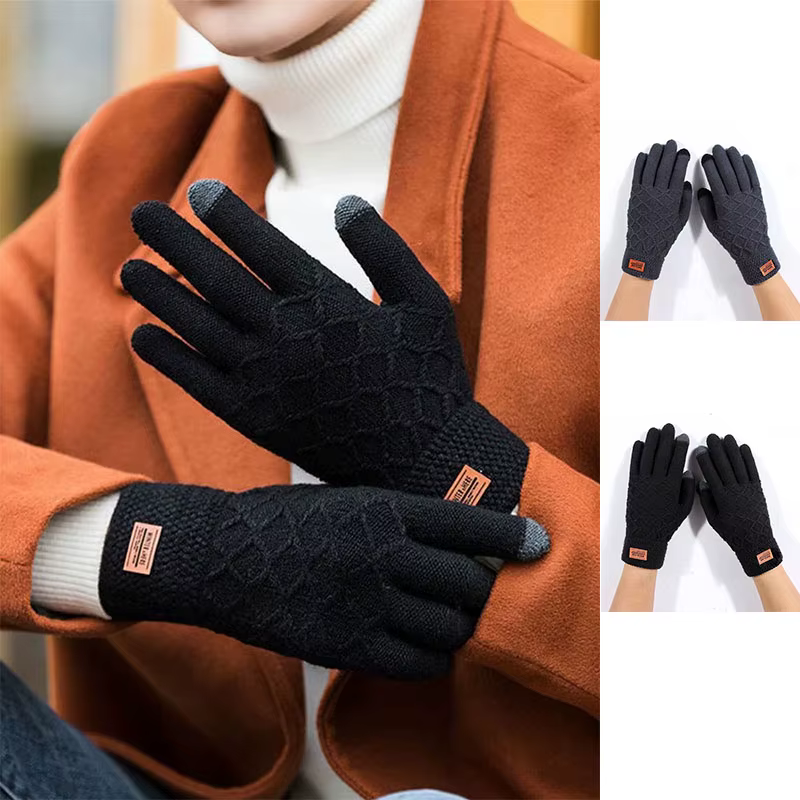 1/2 Pcs Autumn Winter Version of The Touch Screen Knitted Plus Velvet Thickening Outdoor Riding Gloves for Men Accessories Gifts