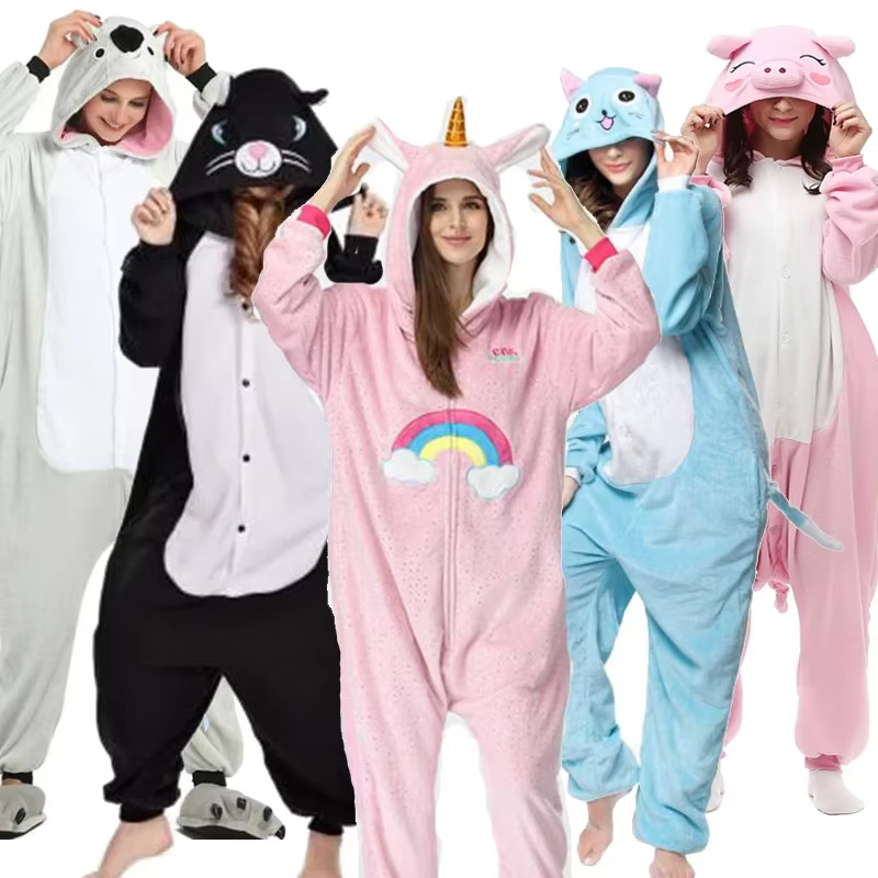 Adults Unicorn Onesies Cat Pajamas Jumpsuit Homewear Halloween Party Koala Pink Pig Bear Panda Cosplay Costume Sleepwear