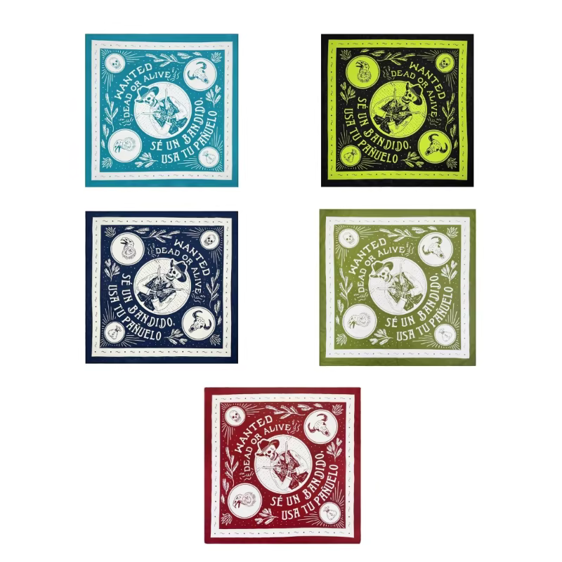 Western Bandana Hiphop Colorful Kerchiefs Skull Print Bandana Adult Stage Performances Taking Photo Hair Kerchiefs