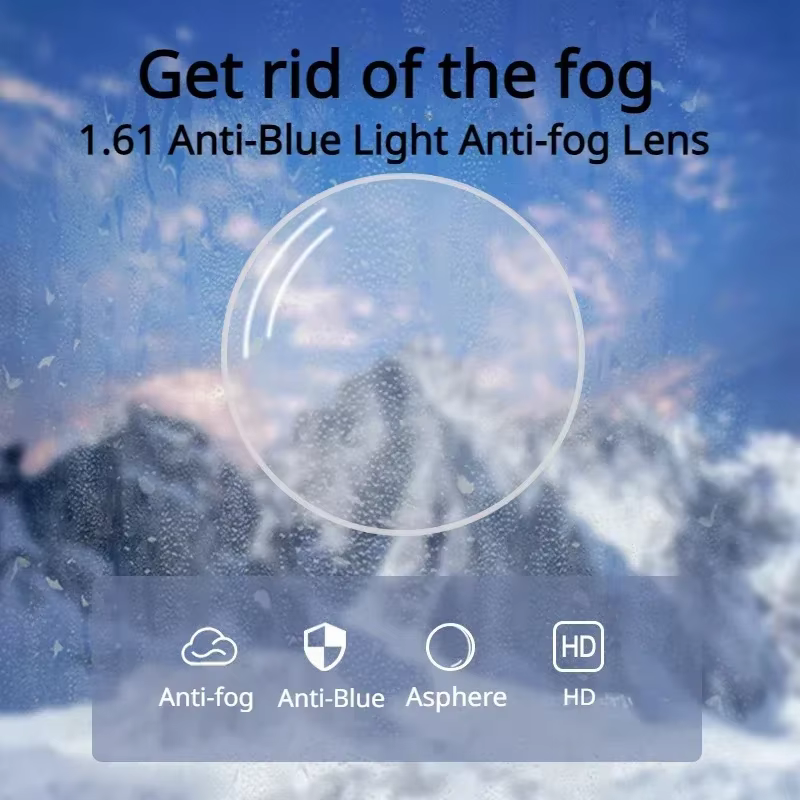 VICKY Anti-blue Light Reading Lenses Anti-fog Lenses 1.61-1.67-1.74  Prescription Anti-fog Eyeglass Cloths