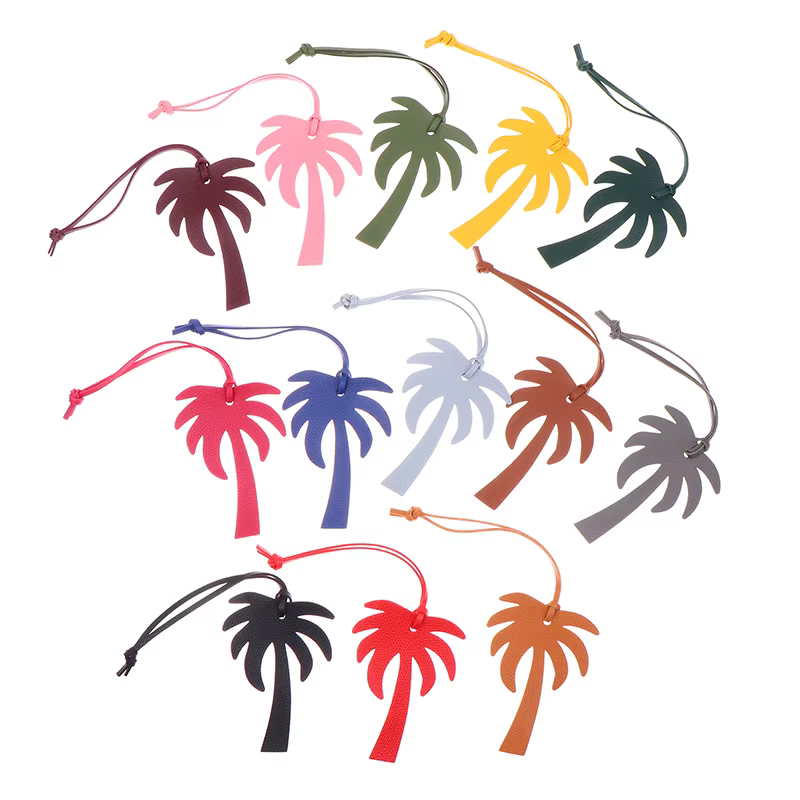 1PC Irregularly Shaped Leather Bag Keychain Pendant Trendy Genuine Eagle Keychain Bag Pendant Bag's Charm Character Coconut Tree