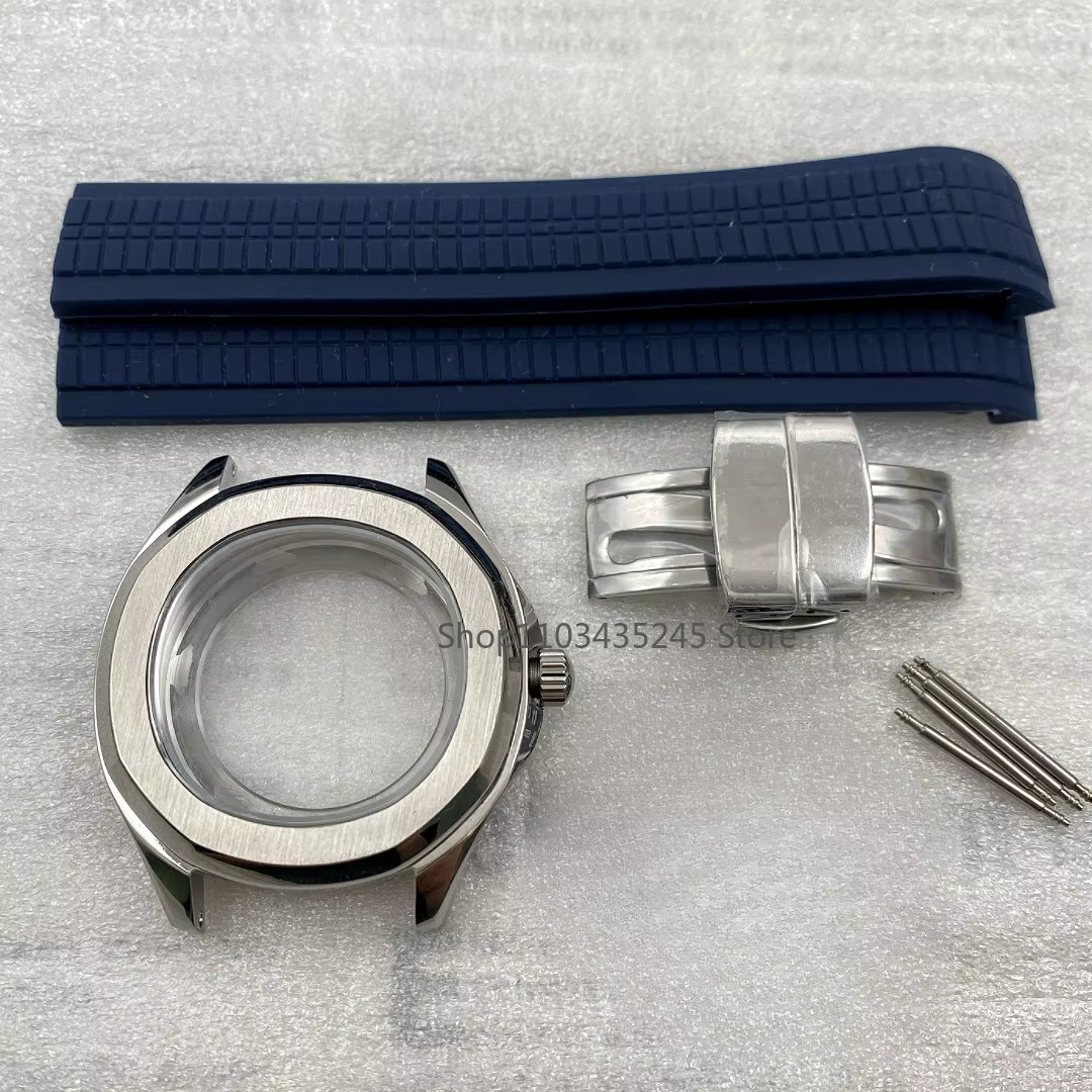 42MM NH35 Watch Case 316L stainless steel Watch case For aquanaut Seiko NH35 NH38 NH70 Movement Fit 32mm Dial With Rubber Strap