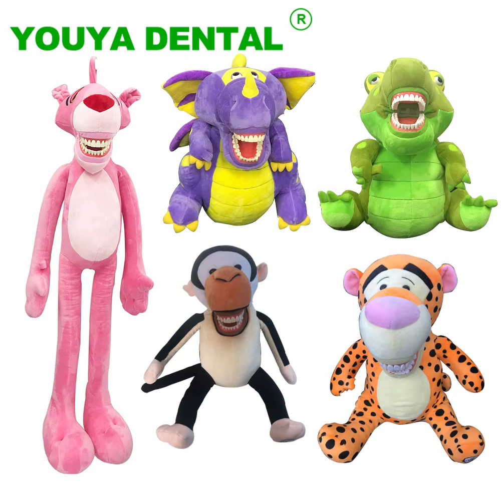 Dental Educational Plush With Teeth Model Large Tiger Lion Dolls Brush Teeth Teaching Tools Children Stuffed Animals Toys Gift