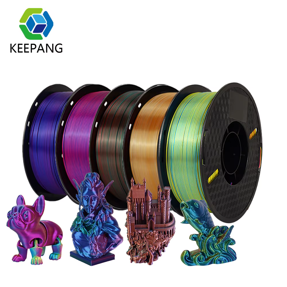 Kee Pang Silk PLA Filament 1.75mm 3D Printer Filament Silk Dual/Triple Color Glossy Neatly Wound PLA Filament for FDM 3D Printer