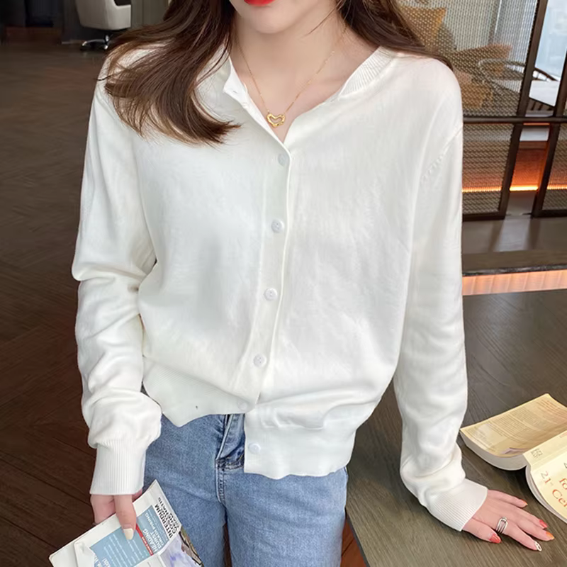 Caregan Coat Women Spring Autumn Thin Mu Kit Sweaters Loose Long-sleeved Sweaters CD0667