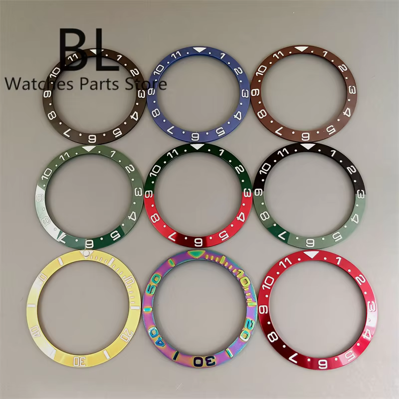 BLIGER 38mm Ceramic Watch Bezel Black Green Red Blue Brown Multicolor Insert Fit 40mm/41mm Watch Case Replacement Watch Parts