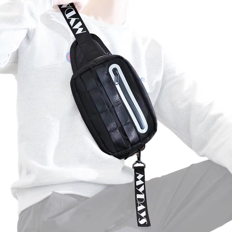 Small Crossbody Sling Bag Lightweight Personal Pocket Bag With Reflective Strip Anti Theft Sling Bag For Cycling Camping Hiking