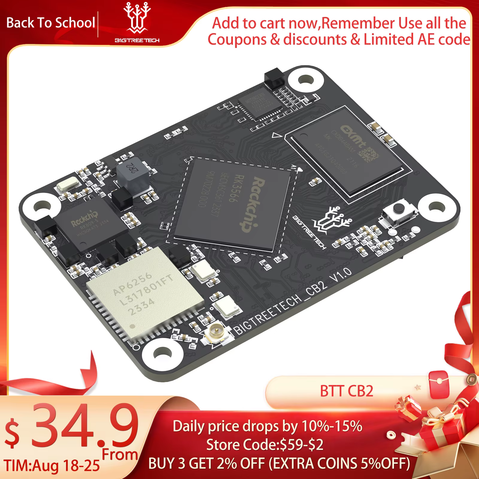 BIGTREETECH BTT CB2 Core Board SKR MINI E3 V3.0 Manta M8P For Klipper 3D Printer Parts VS Raspberry Pi 4/3B For Voron