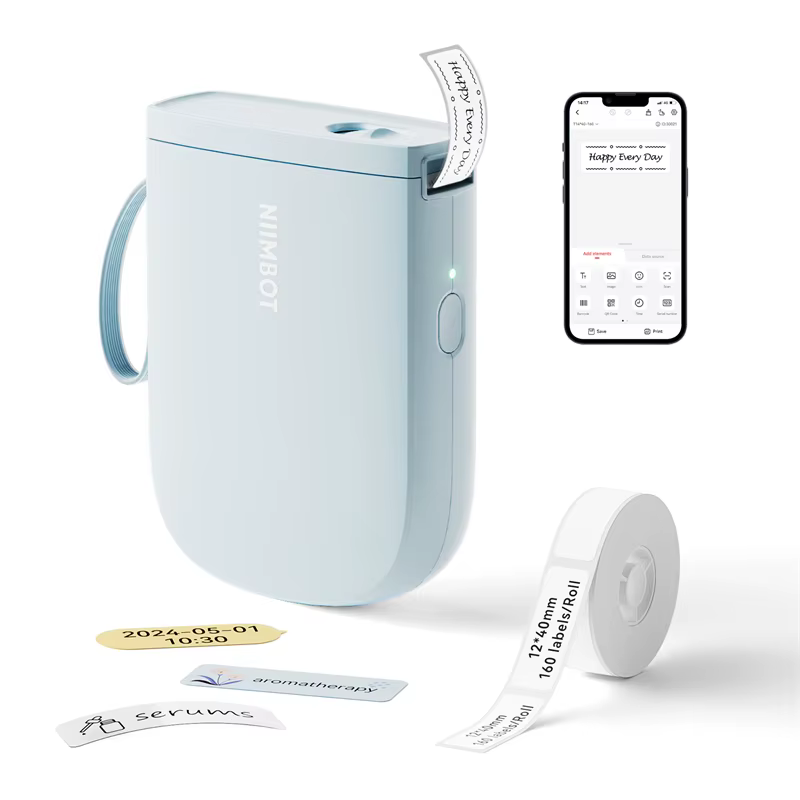 NiiMbot D11 Bluetooth Thermal Label Printer Portable Wireless Label Maker Machine Multiple Templates Available for Office Home