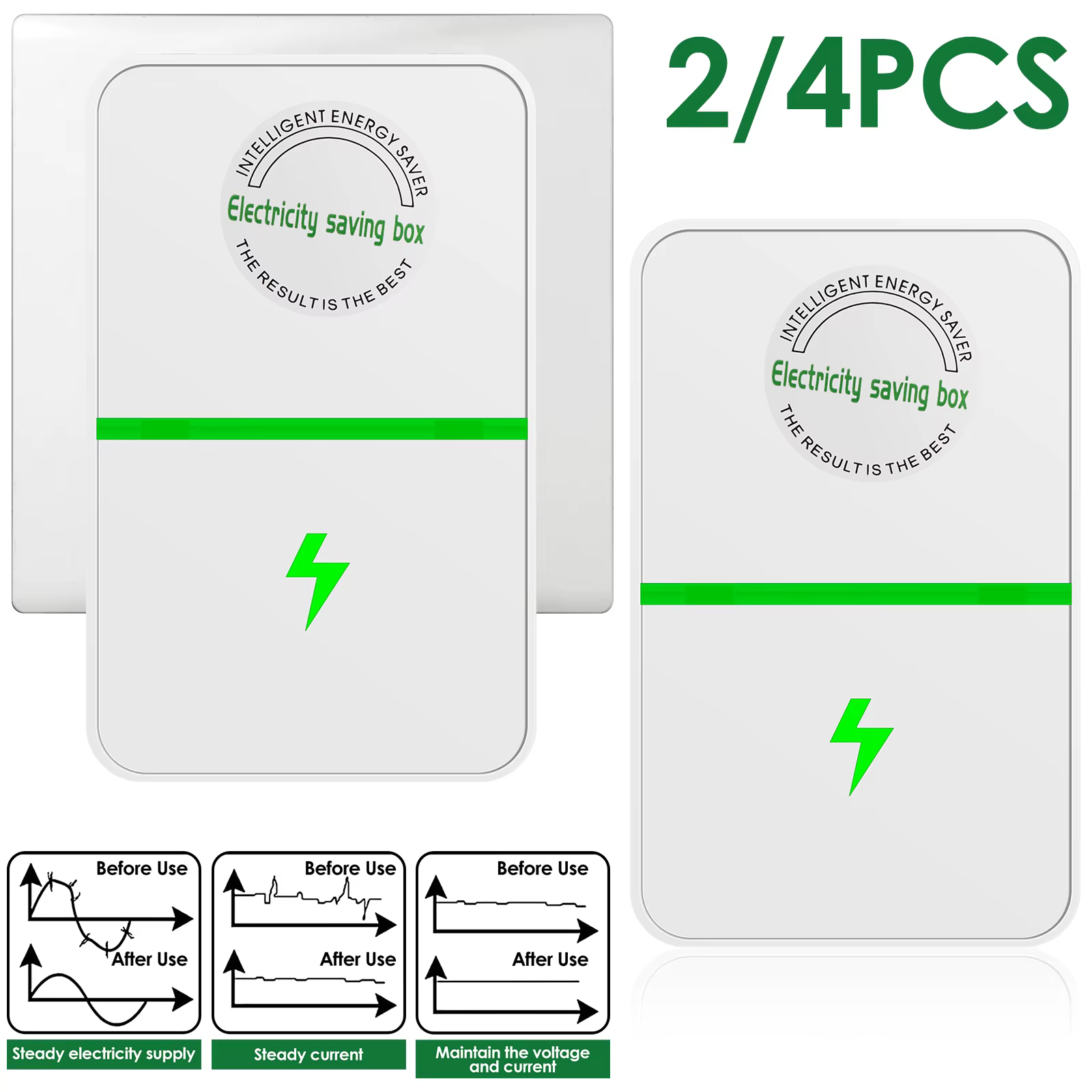 2/4Pcs Power Saver 90V-250V Electric Energy Saver US Standard Household Electricity Saving Box Smart Electric Bill Killer