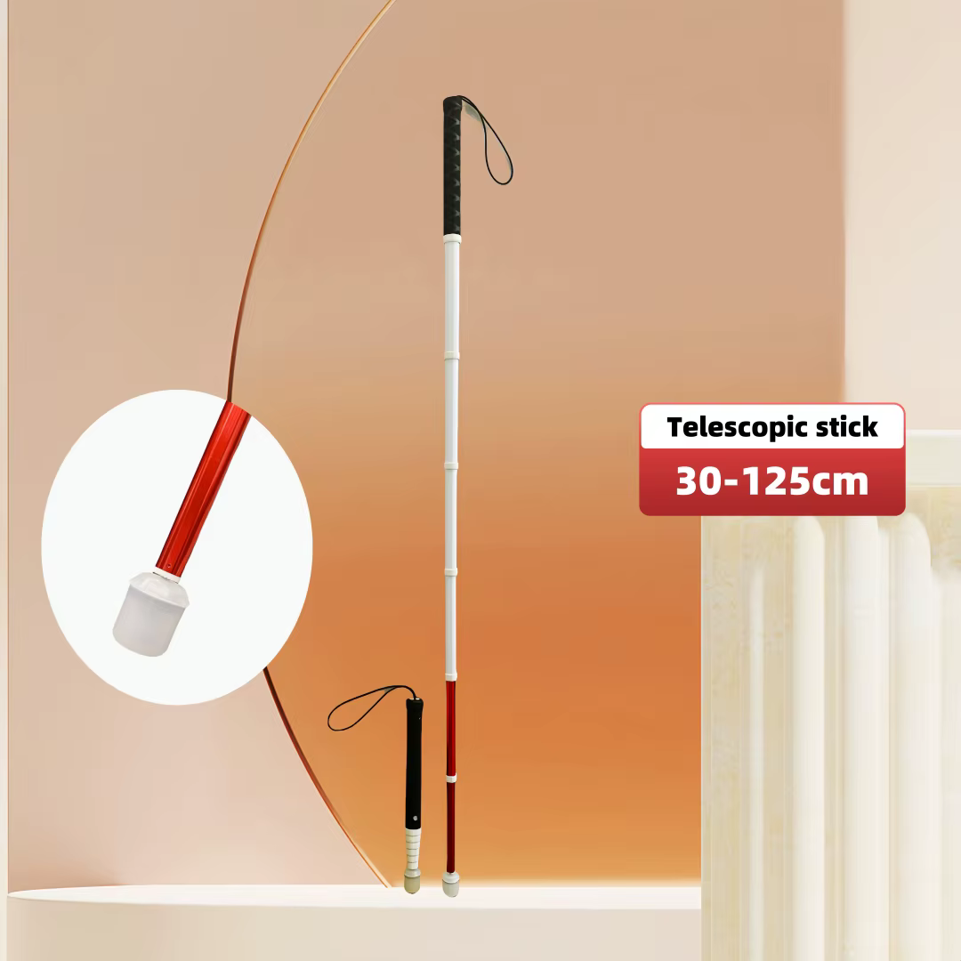 Light Portable White Cane 125cm138cm 150cm with Rotating Roller Tip for the Blind Telescopic Pole Walking Stick Elderly Old Man