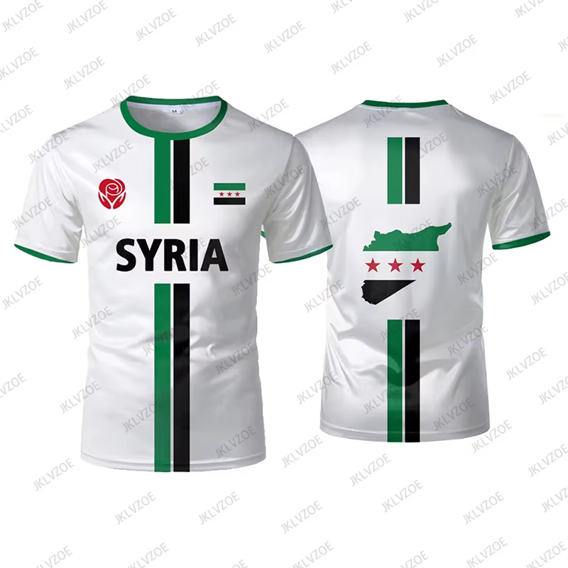Summer New Syria Football Jersey Women Men Sports T-shirts Street Soccer Uniforms Casual Syrian Flag Graphic Oversized Tops