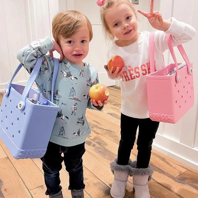 Solid Fashion Hole Durable Waterproof Beach Bag Fashion Rubber Handbag Beach Boat Swimming Sports Shopping Portable Eva Handbag
