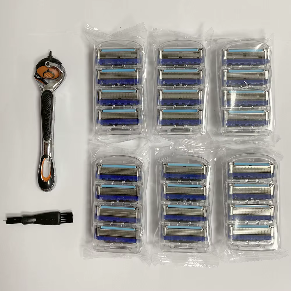 KVIFO 4/8/12/24 Pcs Men's Razor Fusion Pro Power Shaving Shaver Male Face Beard Hair Trimmer 5 Layer Blades Replacement Refills