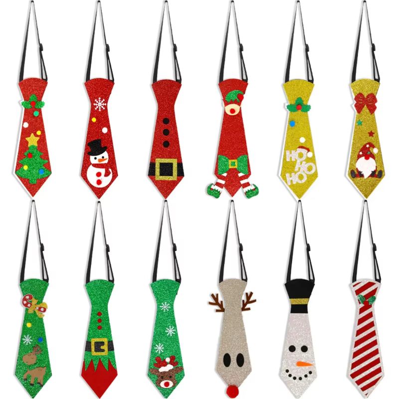 Felt Christmas Ties Santa Snowman Elk Adjustable Elastic Rope Ties Girls Kids Dropshipping