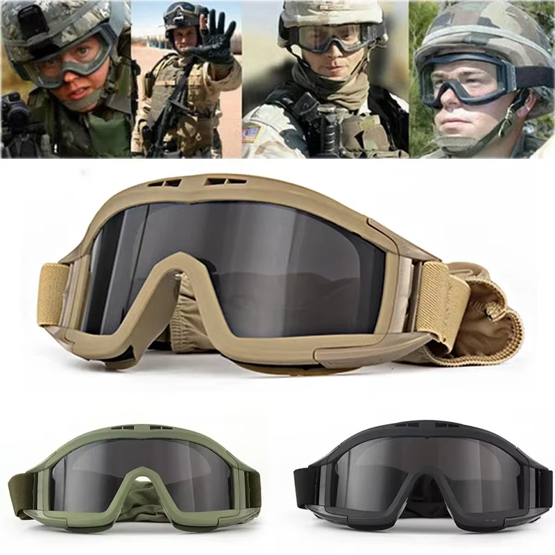 JSJM Aersoft Tactical Gogle 3 Lens windproof anti-vibration shooting motor cross motorcycle climbing glasses CS safety protection