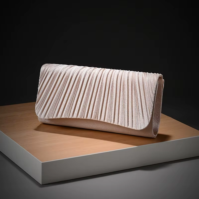 Fashionable Women's party clutch bag dinner dress champagne handbag evening wedding wrinkle bag chain cross body shoulder bag