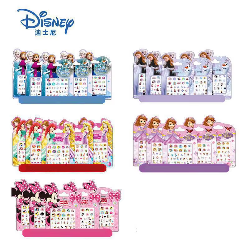 Random 1Pcs Disney Cartoon Frozen Princess Pooh Bear Snow White Makeup Nail Stickers Minnie Mickey Mermaid Stitch Stickers Toy