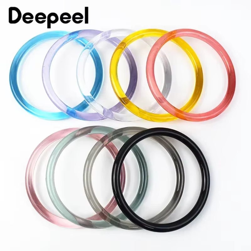 2/4/10Pcs Deepeel 10cm Acrylic Round Bag Handle Plastic Transparent Handbag Purse Handles Resin Rings DIY Handmade Accessories