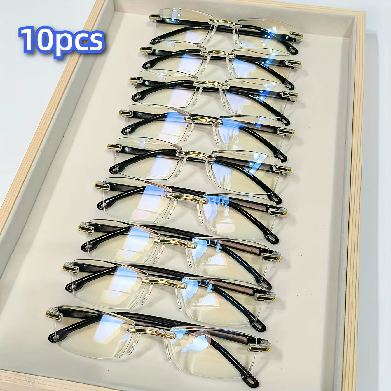 10pcs Reading Glasses Blue Light Blocking Glasses Rimless High-Definition Presbyopia Glasses For Women And Men +1.0 - +4.0